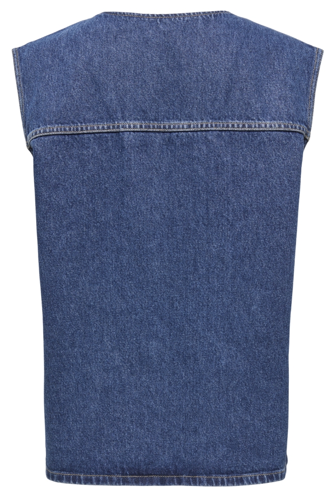 ONLDORSI SL BOW OVERSIZE VEST DNM S 15360471 MEDIUM BLUE DENIM